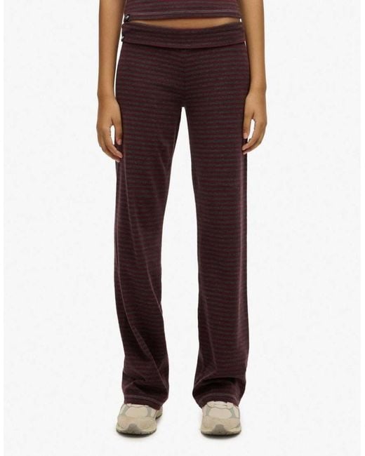 Superdry Brown Athletic Essentials Fold Over Joggers