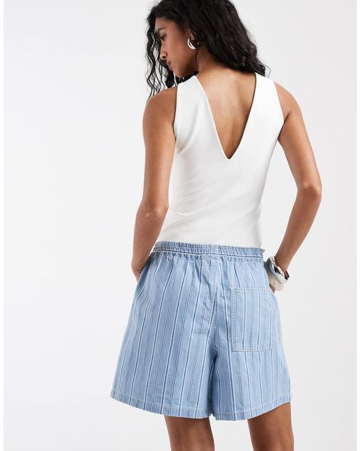 Object Blue Boxer Style Denim Shorts