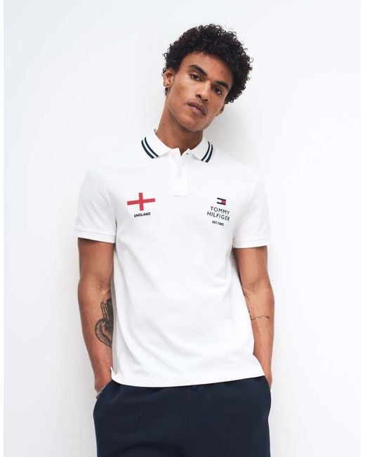 Tommy Hilfiger White World Cup England Polo Shirt for men