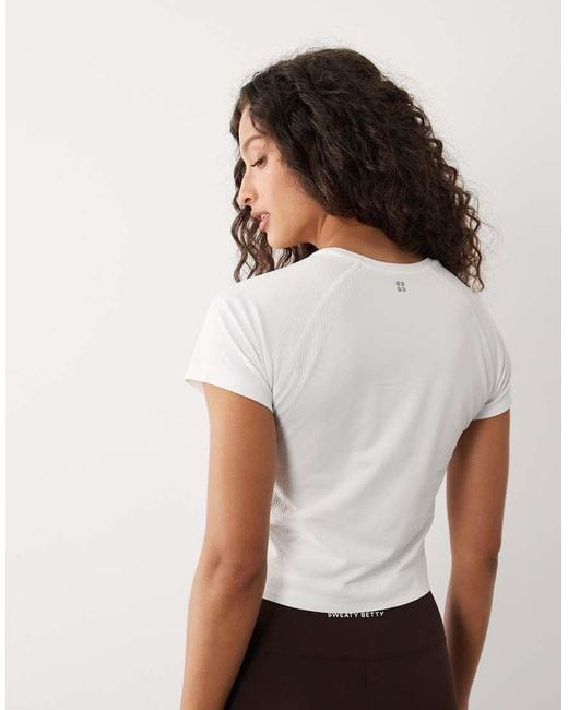 Sweaty Betty White Athlete Crop Seamless Workout T-shirt