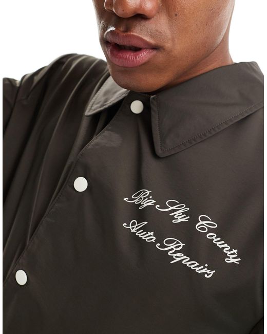 ASOS Brown Lightweight Harrington Jacket With Back Print for men