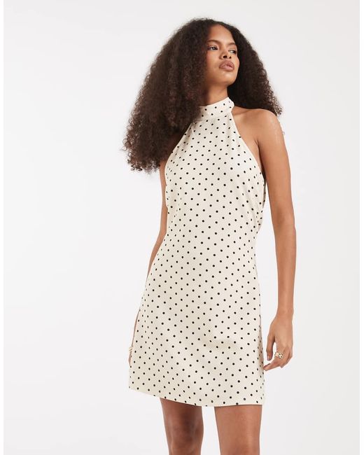 Vero Moda White Halter Neck Polka Dot Mini Dress