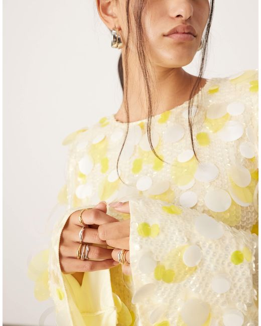 ASOS Stacked Multi Sequin Loose Fit Mini Dress in Natural | Lyst