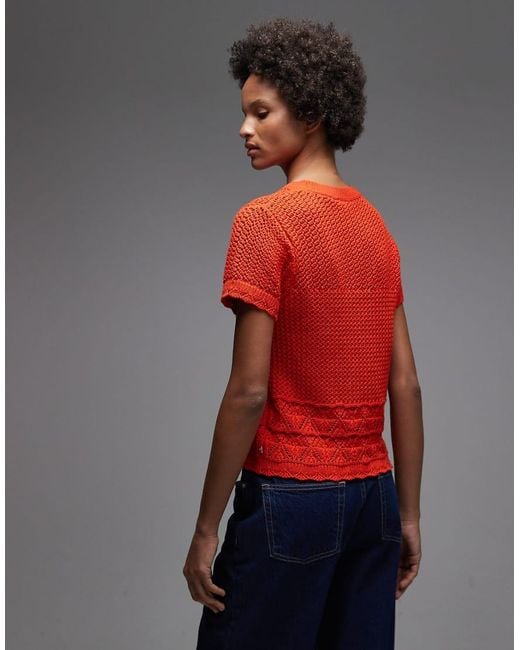 Levi's Red Crochet Knitted Top