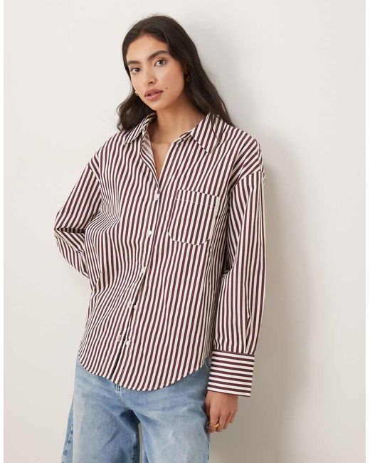 Mango Purple Cotton Mix Structu Shirt