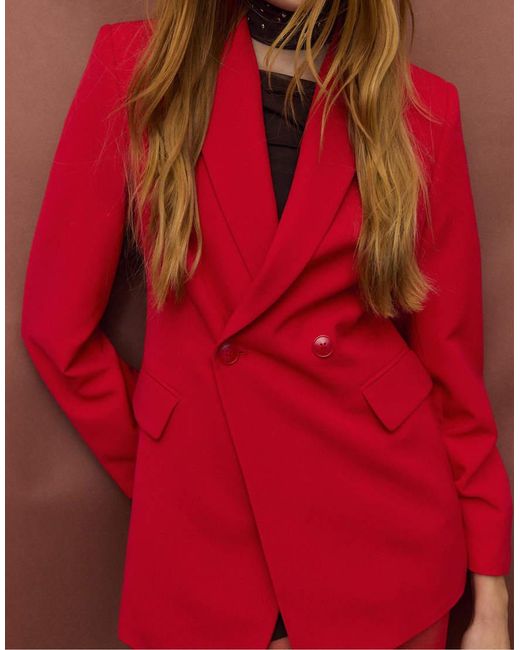 Stradivarius Red Fitted Blazer
