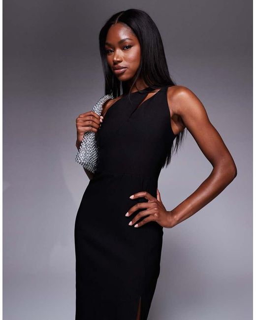 Vesper Blue One Shoulder Cut Out Midaxi Dress With Thigh Split