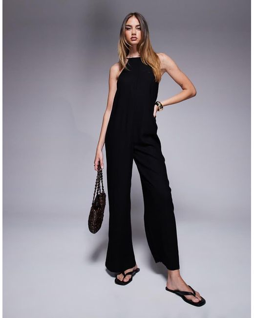 River Island Black Linen Jumpsuit