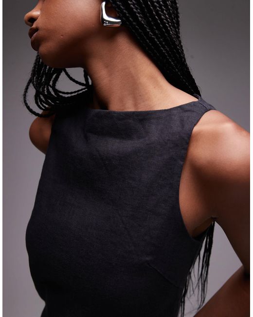 Robe courte en lin avec encolure bateau & Other Stories en coloris Black