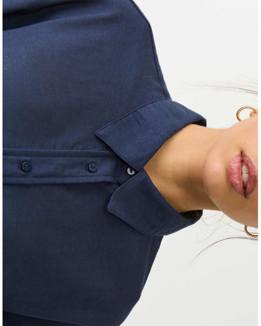 Stradivarius Blue – leinenmix-hemd
