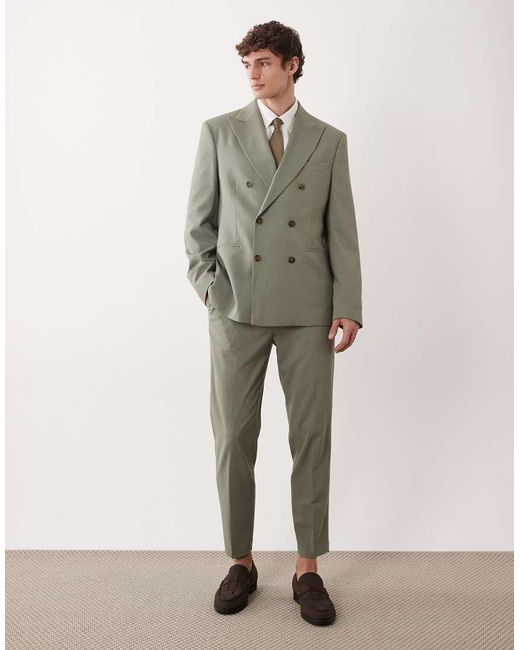 ASOS Green Double Breasted Slim Suit Jacket for men