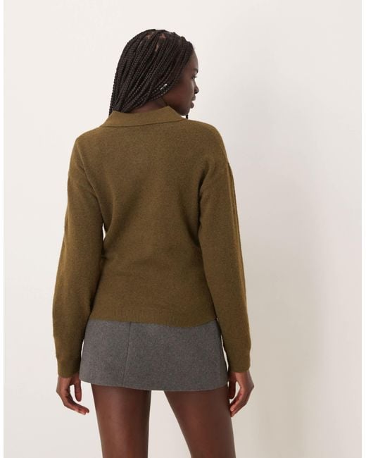 Mango Green Knitted Polo Top