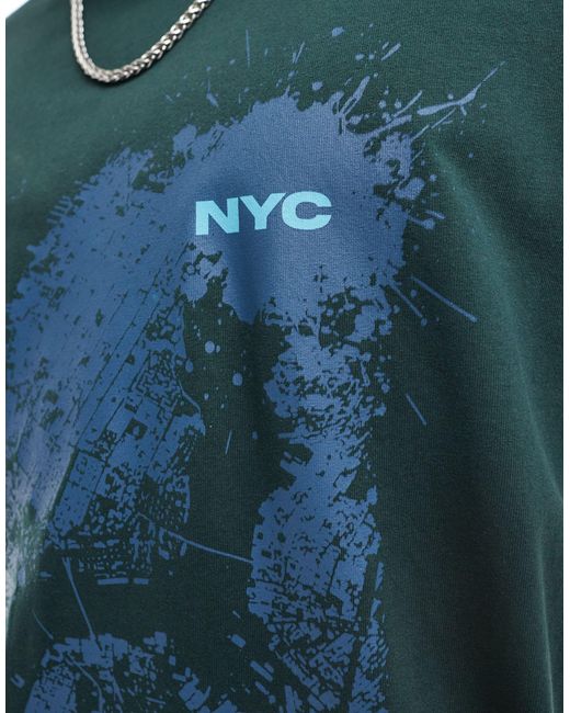 T-shirt oversize à imprimé nyc devant - foncé ASOS pour homme en coloris Blue