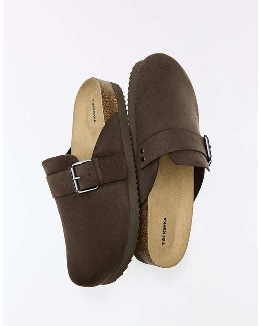 Bershka White Clogs With Buckle Detail for men