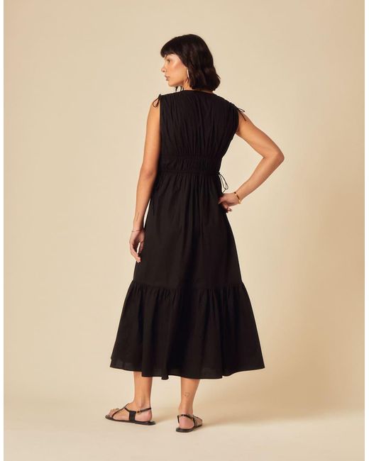 Nobody's Child Natural Ianthe V-neck Tie Detail Ruched Midi Dress