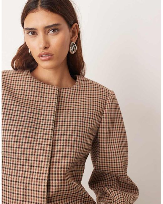 ARRANGE Natural Clean Collarless Sculpted Blazer