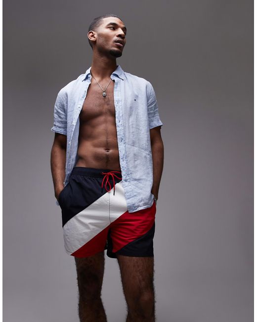 Tommy Hilfiger Gray Drawstring Swim Shorts for men