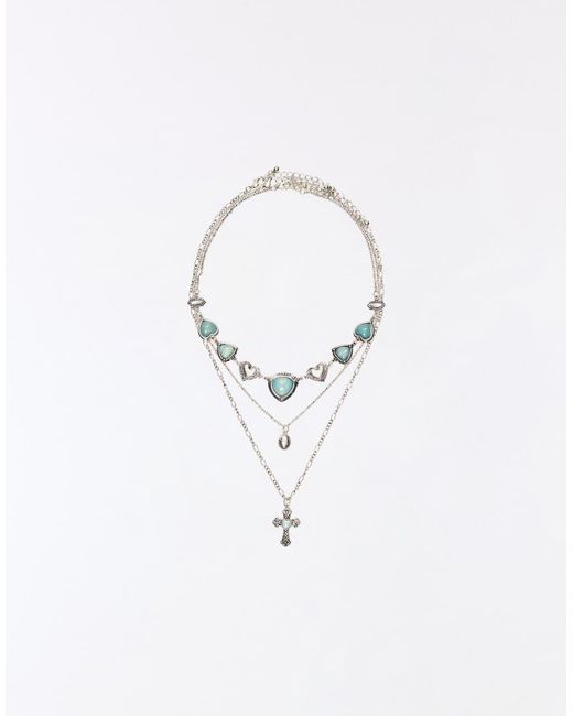 Bershka White Pack Of 3 Effect Necklaces