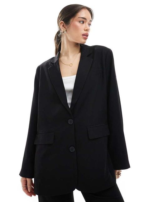 Pieces Black Boxy Blazer