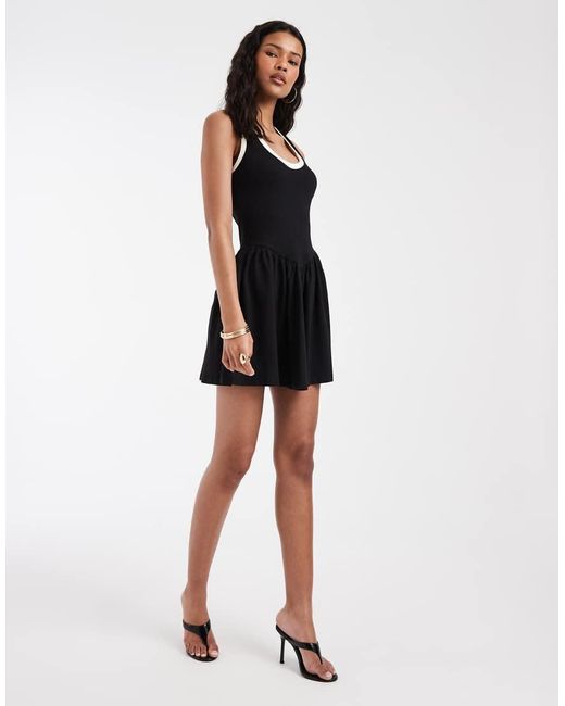 ASOS Black Contrast Trim Mini Dress