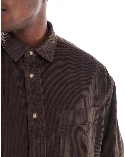 ASOS Brown Oversized Cord Shirt for men