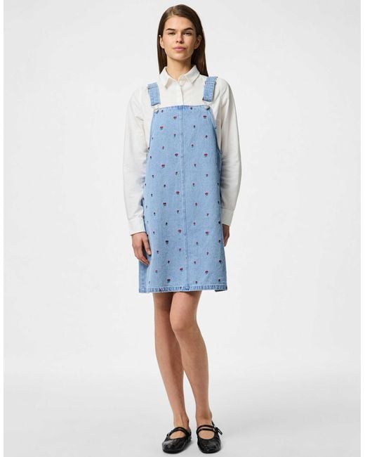 Pieces Blue – latzkleid aus denim