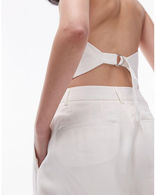 TOPSHOP White Premium Slouchy Long Tailored Short