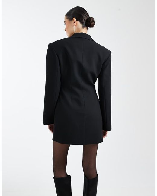 ASOS Black Plunge Front Cinched Tailored Dress