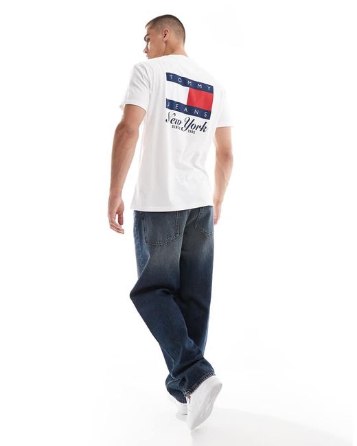 Camiseta Blanca Con Estampado Gráfico De Bandera En La Espalda De -Blanco Tommy Hilfiger de hombre de color White