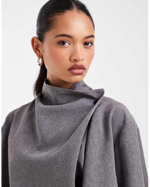 ASOS Gray Tailored Wrap Shacket Top