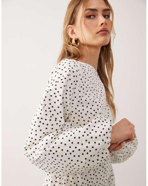 ASOS White Poplin Maxi Dress With Asymmetric Waist And Volume Sleeve