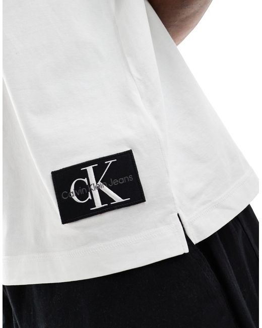Calvin Klein White Oversized Badge T-shirt for men