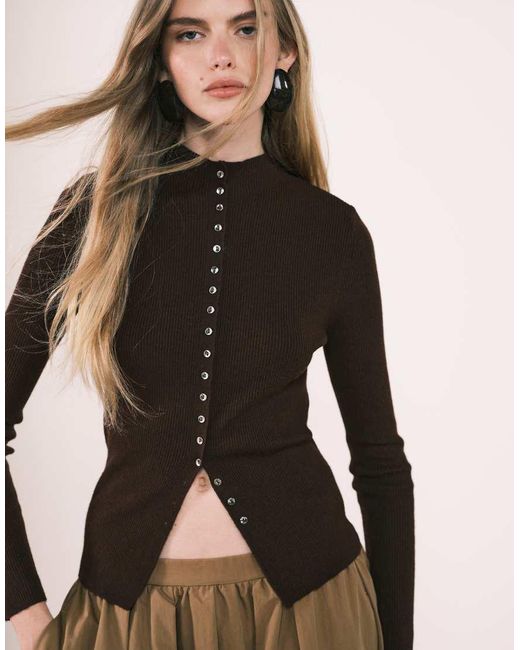 Mango Black High Neck Cardigan