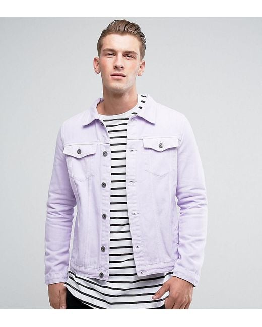 Liquor N Poker Purple Plain Lilac Denim Jacket for men