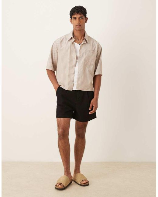 Pantaloncini Di Jeans Taglio Corto Neri Con Pieghe di ASOS in Natural da Uomo