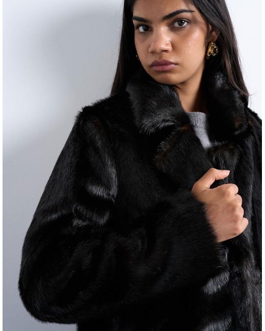 TOPSHOP White Faux Fur Going Out Longline Coat
