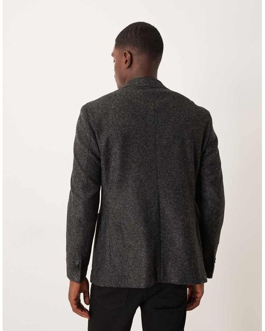 Mango Gray Wool Blend Tweed Blazer for men