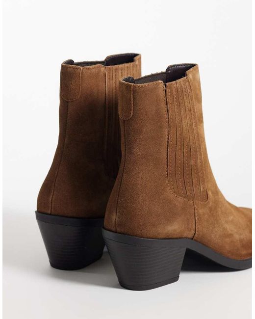Mango Brown 100% Leather Short Cowboy Boot