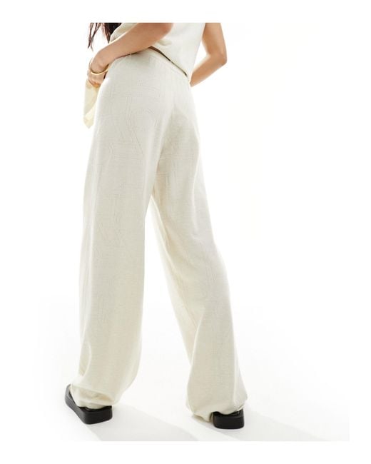 4th & Reckless White Knitted Pointelle Straight Leg Pants