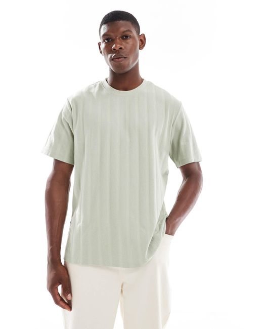 T-shirt oversize à rayures texturées JJ Rebel pour homme en coloris White