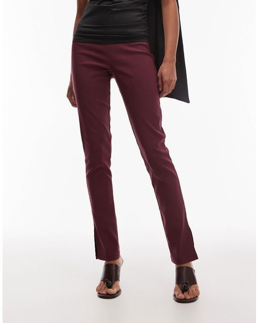 ASOS Red Bengaline Puddle legging With Side Split