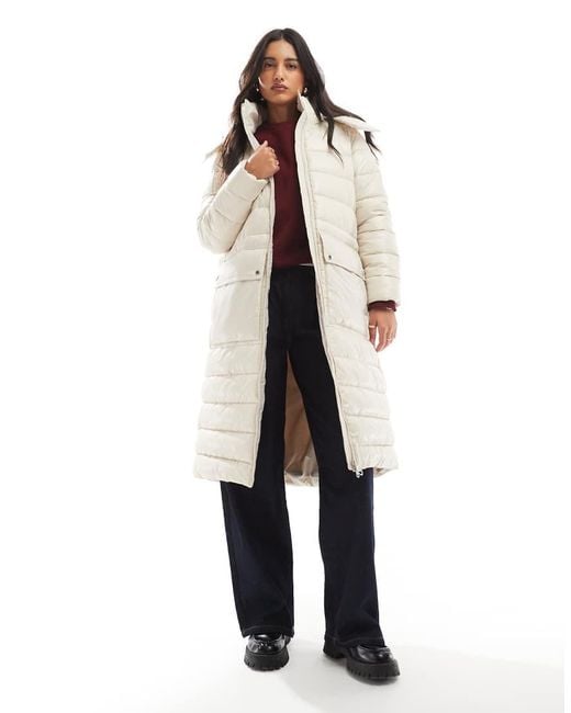 Abrigo Color Crema Acolchado Con Cinturón Aisha De -Blanco Barbour de color White