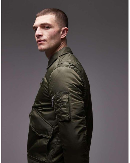 Schott Nyc Gray Logo Patch Zip Pocket Detail Cropped Padded Jacket for men