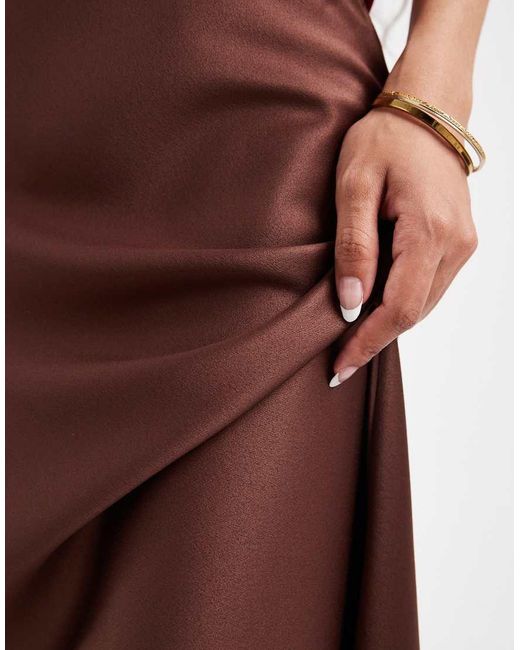 ASOS Red Asos Design Petite Satin Bias Maxi Skirt