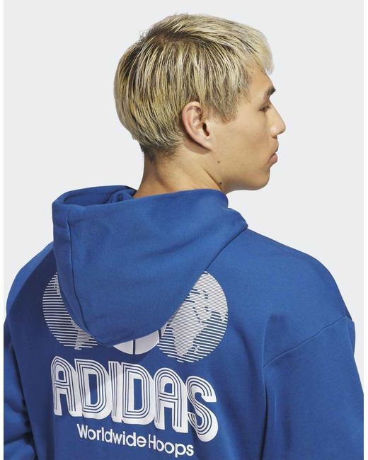 Adidas Originals Blue World Wide Hoops Hoodie