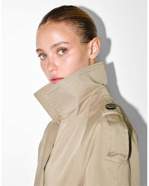 Pull&Bear Blue Belted Trench Coat