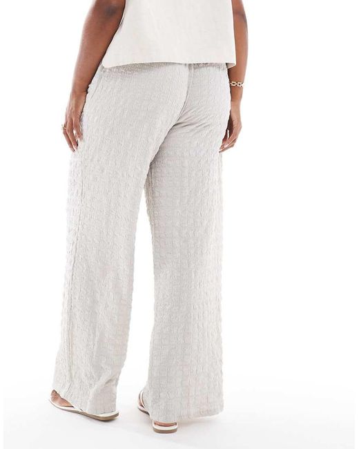 ONLY White Seersucker Wide Leg Trousers