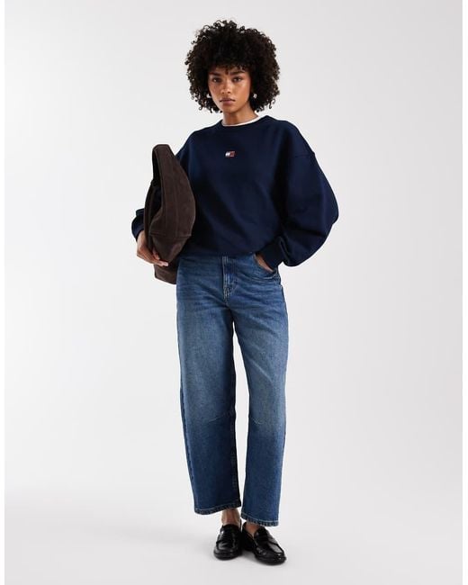 Sudadera Azul Marino De Corte Cuadrado Con Parche De Tommy Hilfiger de color Blue