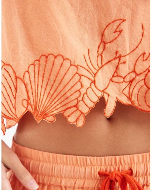Vero Moda Orange Sleeveless Cropped Top Co-ord