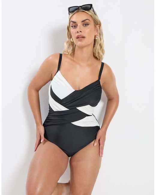 Yours Clothing Blue Contrast Super Sculpt Swimsuit